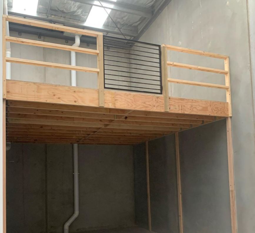 Closer view of timber platform framing and balustrade